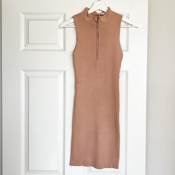 DISSH Dresses & Skirts - NWT DISSH Aymie Latte Zip Knit Mini Dress